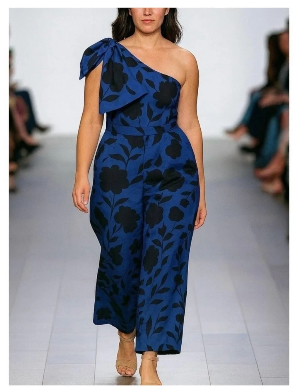 Kate Spade x Target One-Shoulder Navy and Black Floral Jumpsuit